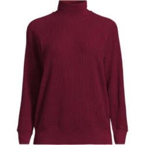 Land’s End. Women's Long Sleeve Waffle Mock Neck Top. Burgundy. Medium.
